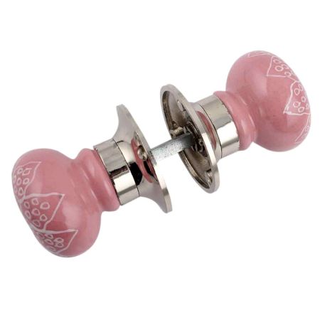 Pink Gerbera Flower Mortice Handle 2.25